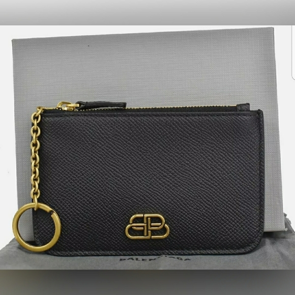 Balenciaga Handbags - 🐰BALENCIAGA BB Logo Coin Wallet Purse Key Ring Le